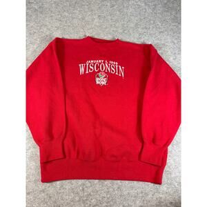 VINTAGE Wisconsin Badgers Sweatshirt Mens XL Red Rose Bowl NCAA College Football